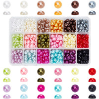 Ph Pandahall 1440Pcs Imitation Pearl Cabochon 8Mm Half Round Pearl Beads 18 Colors Faux Pearl Cabochons For Diy Scrapbook Phone Case Card Making Nail Craft Diy Bottle Phone Shoe Decoration