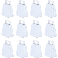 Beistle 12-Pack White Metal Cowbells  4""- Team Spirit Sports Noisemakers