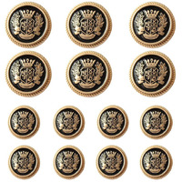 Mebuzip 14 Pieces Black Gold Metal Blazer Button Set 15Mm 20Mm For Blazers  Suits  Sport Coats  Uniform  Jackets (Mbm22)