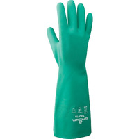 Showa 730 Nitrile Cotton Flock-Lined Chemical Resistant Glove  Large (Pack Of 12 Pairs) Light Green
