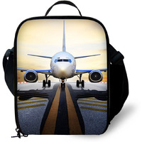 Anyfocus 3D Airplane Design Kids Lunch Bag Durable Insulated Lunchbox Small Black Lunch Box For Children Boys Girls Customized Cooler Bag With Adjustable Shoulder Strap