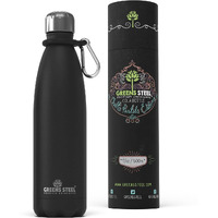 Greens Steel Stainless Steel Water Bottle - 17 Oz  Black | Vacuum Insulated Double Wall With Screw Lid/Leak Proof | Thermal Travel Sports Canteen Coffee Flask