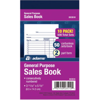 Adams General Purpose Sales Book  Carbonless  (Pack Of 10) (Dc3510)