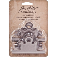 Tim Holtz Idea-Ology Metal Clipboard Clips  2 Per Pack  3-Inch  Antique Nickel Finish  Th93138