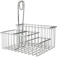 G.E.T. 4-21699 Chrome Four Compartment Condiment Caddy Metal Specialty Servingware Collection  8"" X 7"" X 9"" Tall  Chrome