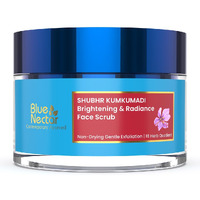 Blue Nectar Tan Removal Cream Scrub For Women & Men | Daily Brightening Facial Scrub For Exfoliation | For All Skin Types | Ayurvedic Kumkumadi Oil Face Exfoliator (16 Herbs  1.7 Fl Oz)