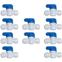 Malida Water Purifier Shut Off Ball Valve Equal 1/4Inch Od Tube Quick Push To Connect Plastic Plumbing Fitting For Ro/Di System 10Pcs.