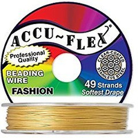 Accu-Flex Beading Wire Nylon Stainless Steel Dijon Gold 49 Strands 0.019"" (0.4826Mm) 30 Ft (9.144M)