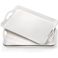 Cedilis 3 Pack Serving Trays With Handles  16 X 11In Food Serving Tray  Rectangular Plastic Stackable Tray For Restaurant  Parties  Coffee Table  Kitchen  White