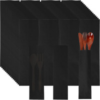 Geelin 500 Pcs Paper Silverware Bags 10"" X 2-3/4"" Kraft Utensils Sleeves For Restaurant Flatware Holder Unprinted Cutlery Bags Chopsticks Holder Christmas Wedding Party Tableware(Black)