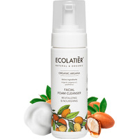 Ecolatir Facial Foam Cleanser Revitalizing & Nourishing Organic Argan Oil - 98.6% Natural  Vegan  Gentle Face Wash For Women  Hydrating  Anti-Aging  5.1 Floz