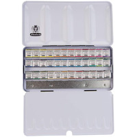 Schmincke - Horadam Aquarell Color Box With 36 Finest Watercolors  74436097  Metal Box  Painting Set  Watercolors  36 X 1/2 Pans  Space For 12 Additional 1/2 Pans