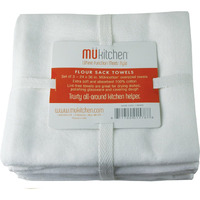 Mukitchen Flour Sack Towels Dish Cloths  White  24 X 36 Inch  Cotton  Set Of 3