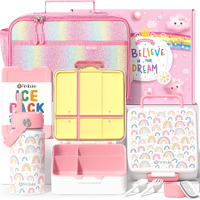 Fimibuke Kids Bento Lunch Box With 4 Compartments  Insulated Lunch Bag  Stainless Steel Insulated Water Bottle  Ice Pack & Utensils Set  Birthday Gifts For Ages 3-12 Back To School Toddler Girls Boys