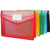 A4 Plastic Wallet Folder Envelope  Certbuy 5 Pack Waterproof Poly Envelope Plastic File Wallet Document Folder With Button Closure For School Office Home - Red Blue Yellow Green Black