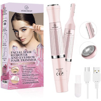 Vg Vogcrest Women's Eyebrow Trimmer & Facial Hair Remover  2 In 1  Double Rotating Blades  Safe  Painless  Hypoallergenic  Rechargeable  Usb Charging