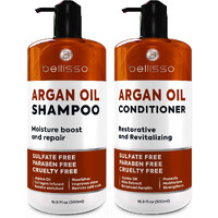 Moroccan Argan Oil Shampoo And Conditioner Set - Sulfate Free With No Parabens - Botanicals For Women And Men - Professional Moisturizing  Anti Frizz  Hydrating Solution For Dry  Wavy And Curly Hair