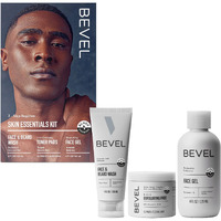 Bevel Skin Care Set - Includes Face Wash With Aloe Vera  Glycolic Acid Exfoliating Pads  Lightweight Face Moisturizer  Helps Treat Blemishes  Bumps And Discoloration (Packaging May Vary)