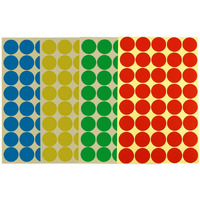 1152 Pieces 1 Inch/25Mm Round Dot Stickers Color Coding Labels Circle Adhesive Stickers 4"" X 6"" Sheet(Multicolored-Red  Blue  Yellow  Green)
