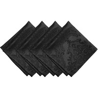 Elrene Home Fashions Caiden Elegance Damask Fabric Napkins (Set Of 4)  17"" X 17""  Black 4 Count
