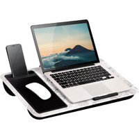Lapgear Home Office Lap Desk - Left-Handed - With Mouse Pad  Device Ledge  And Phone Holder - White Marble - Fits Up To 15.6 Inch Laptops - Style No. 91411