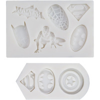 2 Pieces Superheros Themed Silicone Fondant Molds Cookie Fondant Molds Candy Chocolate Fondant Molds