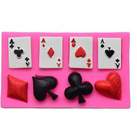 4 Aces Poker Cards Hearts Diamonds Spades Clubs Silicone Molds For Diy Fondant Candy Making Chocolate Mold Desserts Ice Gum Clay Biscuit Plaster Resin Cupcake Topper Cake Decor Moulds