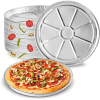 Stock Your Home (25 Pack) 12 Inch Aluminum Pizza Pans Disposable Round Foil Focaccia Pan For Individual Personal Pizzas  Giant Size Chocolate Chip Cookie Cake Tin  Large Serving Trays  Platter Tray