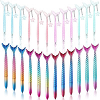 24 Pieces Mermaid Tail Gel Ink Pens For Child Mermaid Fish Ballpoint Pens For Mermaid Party Supplies Office School Supplies  0.5 Mm Black Gel Ink Pen (Multi Color  Bright Style)