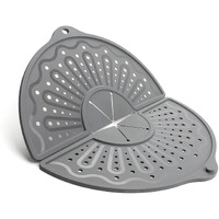 Silicone Splatter Screen For 10  11 And 12 Inch Frying Pan  Foldable Splash Guard  Multi-Use Grease Splatter Guard/Trivet Mat  12"" Non-Stick Oil Splatter Guard  Dishwasher Safe  Bpa Free  Gray