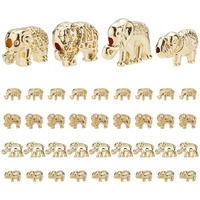 Ph Pandahall 4 Styles Elephant Spacer Beads  40Pcs Lucky Animal Beads Metal Carved Loose Beads For Mother Father Men Necklace  Friendship Bracelet  Earring Kaychain Jewelry Making