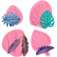 Large Turtle Leaf Fondant Molds  Hawaiian Palm Leaf Fern Plant Silicone Molds  Tropical Plantain Leaf Chocolate Baking Molds For Cake Decoration Cupcake Topper Candy Clay Resin Diy Craft