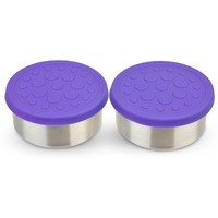 Lunchbots 2.5 Oz Leak Proof Snack And Side Dish Containers - Spill Proof In Bags And Bento Boxes - Food-Grade Stainless Steel With Silicone Lids - Set Of 2 (Purple)