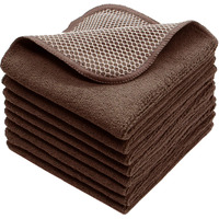 Verasong Microfiber Dish Cloths Fast Drying Kitchen Cleaning Cloth Dish Rags Dust Cloths Ultra Absorbent Lint Free Washcloths With Poly Scrub Side 12Inch X 12Inch 8 Pack (Brown)