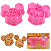 Kaishane 2Pcs Cartoon Mouse Cookie Cutters Cake Baking Sugarcraft Crafts Mold Bakeware-Plastic