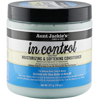 Aunt Jackie's Curls And Coils In Control Anti-Poof Moisturizing And Softening Hair Conditioner For Natual Curls  Enriched With Shea Butter  18 Oz