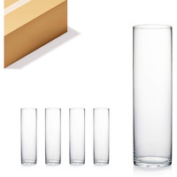 Wgv Cylinder Vase Bulk  Diameter 5""  Height 18""  Clear Glass Floral Planter Container  Tall Centerpiece Arrangement For Wedding Party Event Home Office Decor  4 Pieces