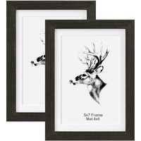 Yaetm 5X7 Black Picture Frame With Mat For 4X6 Set Of 2  Solid Wood Photo Frames With Tempered Glass  5 By 7 Wooden Picture Frames Display On Tabletop Or Wall Mounting (2 Pack  Anthracite Black)