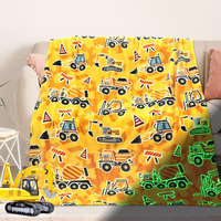 Excavator Toys Gifts For Kids Glow In The Dark Truck Blanket Construction Blankets Soft Tractor Throw Blankets Boys Car Theme Decor Blanket 40""?50""