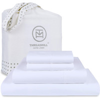 Threadmill - White King Sheets Set  Soft 100% Cotton Cooling Sheets Deep Pockets Snug Fit Elastic  500 Thread Count  4-Pc Bedsheet Set  Beats Egyptian Cotton Claim (Solid - Pure White)