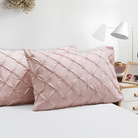 Vaulia Lightweight Soft Microfiber Decorative Pillow Shams  Well Crafted Pinch Pleat  Queen Size (20X30) Pink Color  2 Pack