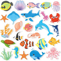 Marforever 50 Pcs Sea Animal Window Clings For Kids  Ocean Theme Window Thick Gel Clings Stickers Underwater Fish Shark Turtles Window Decals For Classroom Nursery Airplane Car Plane Decorations