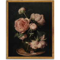 Kbkbart Framed Wall Art Vintage  Retro Moody Floral Bathroom Canvas Painting Farmhouse Decor  Black Dark Classical Flower Still Life Prints  Canvas Wall Art For Bedroom  Living Room  Gallery  Vintage Wall Decor(8""X10"")