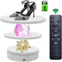 Jayegt 3In 1 Motorized Rotating Display Stand With 5.74/7.08/8.66 Inch Replacement Cover Max 22Lbs Load  360 Electronic Turntable For Photography Products (3 In1 / White/With Remote Controller)