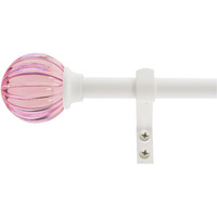 Decopolitan 5/8"" Fluted Ball Curtain Rod Set  26 To 48 Inches  Pink