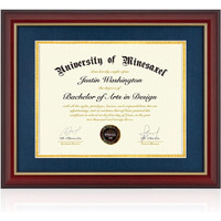 Minesaxel 11X14 Diploma Frame With 8.5 X 11 Opening Blue Mat  Display 8.5X11 Degree Certificate Document  Wall Mount Or Tabletop Display(Cherry Red)