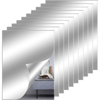 8"" X 6"" Acrylic Flexible Mirror Sheets  10 Pack Self Adhesive Mirror Tiles Square Cuttable Mirror Wall Stickers  Non-Glass Mirror Stickers Safety Reflective Mirror For Diy Craft Home Wall Decor