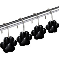 Ctohn 12 Pieces Cat Paw Print Shower Curtain Hooks Rings  Cute Dog Paw Print Decorative Shower Hooks For Shower Curtain  Stainless Steel Decorative Shower Hangers Rings For Bathroom