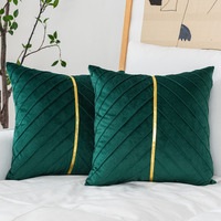 Wacomeco Velvet Throw Pillow Covers  Pack Of 2 Soft Gold Decorative Cushion Covers For Couch Sofa Living Room Home Decoration  Emerald Green  16X16 Inch