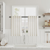 Cream Linen Kitchen Curtain 24 Inch Length 2 Panel Set Back Tab Pocket Modern Neutral Short Cafe Curtains Light Filtering Sheer Small Window Treatment Tiers For Basement Camper 36Wx24L 2 Ft Ivory